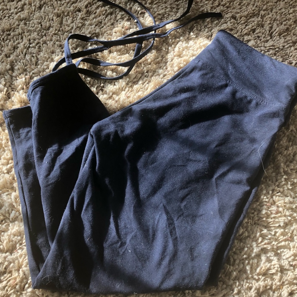 Brand new Navy blue yoga leggings with wrap around